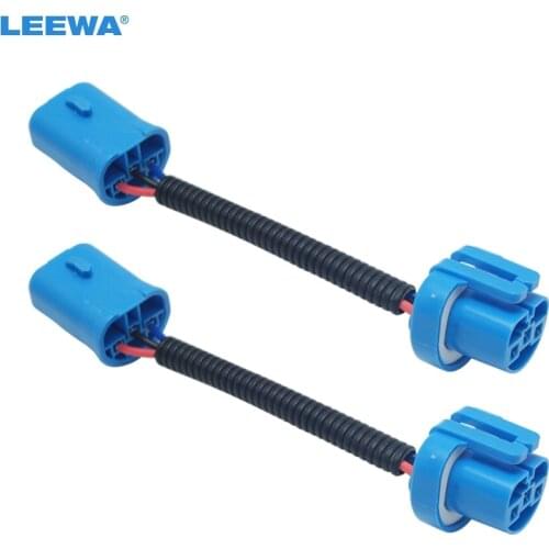 LEEWA 2pc Auto LED HID Headlight Cable 9004/9007 Connector Plug Lamp Bulb Socket Wiring Adapter Holder #CA5945