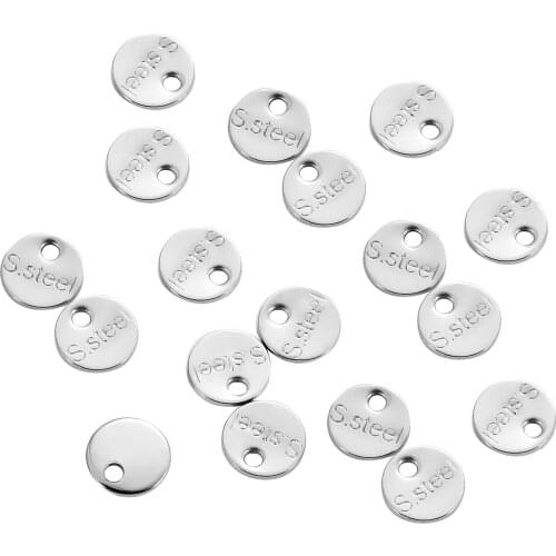 20Pcs Silver Color Round Stainless Steel Charms Pendant For Diy Bracelet Necklace Jewelry Making Findings Wholesale