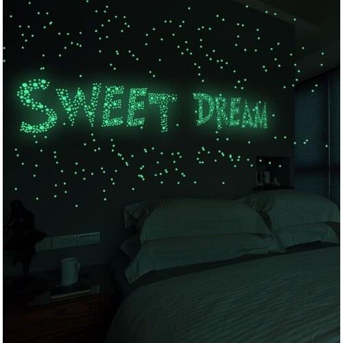 202 Pcs/set 3D Bubble Luminous Stars Dots Wall Sticker kids Room Bedroom Home Decoration Decal Glow In The Dark DIY Stickers