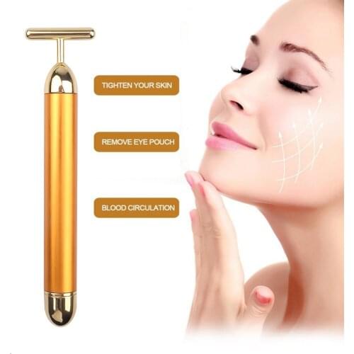 24k Energy Beauty Bar Vibrating Facial Slimming Face Massage Roller Face Lifting Anti Aging Tighten Waterproof Beauty Stick