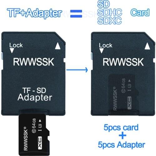 5pcs/Lot Micro Adapter SD/SDHC Card 128MB 256MB 512MB 1GB 2GB 4GB 8GB 16GB 32GB 64GB SDXC Class10 U3 for Digital Devices