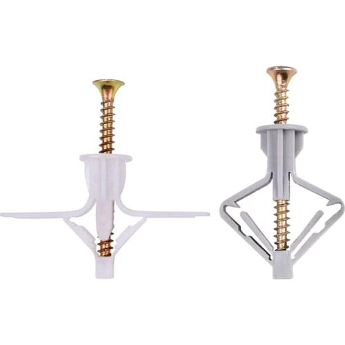 50pcs Plastic Nylon Plane Type Expansion Bolt for Hollow Brick Wood Gypsum Board Hollow Wall Drywall Anchor Plastic Plug Dowel