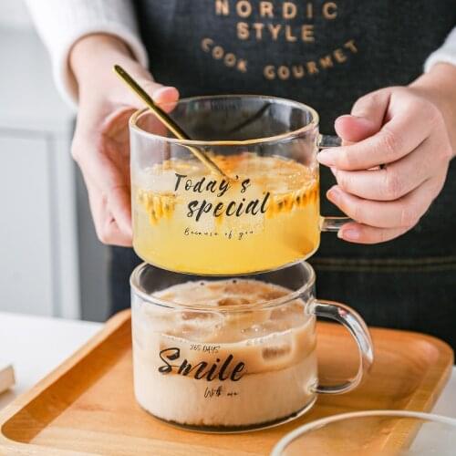 Large Hot Tea Milk Glass Bottle Round Baby Tea Aesthetic Coffee Latte Pretty Coffee Cup Juice Funny Wine Xicara Mug BY60GB