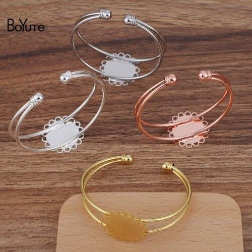 BoYuTe Custom Made (50 Pieces/Lot) 65*60MM Metal Brass Blank Bracelet with 20MM Flat Base Handmade DIY Jewelry Accessories