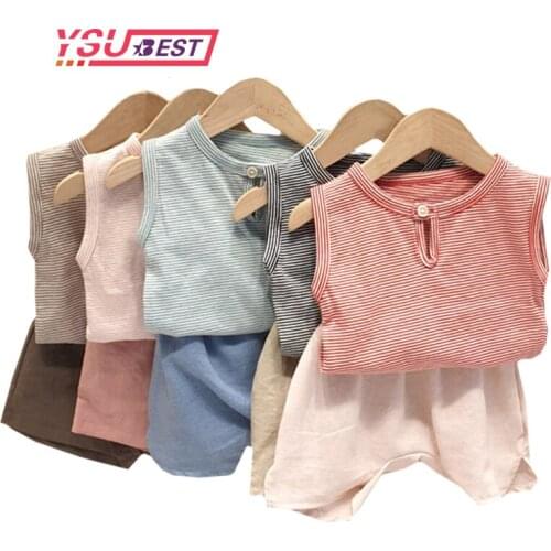 Baby Suit Infant Kids Baby Boy Girl Clothes Cotton Striped T-shirts Tops + Shorts Pants 2pcs Outfits Summer Newborn Clothes Set