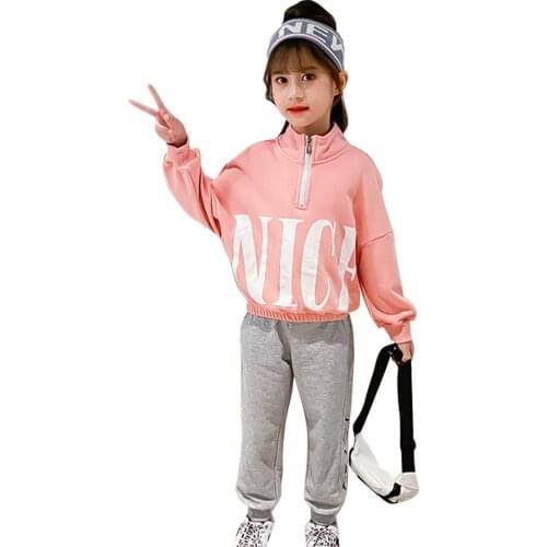 Kids Sport Clothes Jacket + Pants Clothing For Girls Zipper Fly Clothes Girl Spring Autumn Kids Tracksuit 6 8 10 12 14