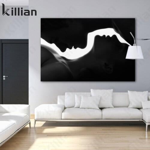 Emotional Black and White Sexy Woman Loves Hands Hugging Canvas Painting Mural Picture Living Room Modern Art Deco Wall Poster
