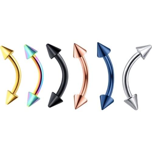 JUNLOPWY Ball And Cone Eyebrow Rings 16G Curved Barbell Stainless Steel Eyebrow Studs Tragus Cartilage Earring Body Piercing