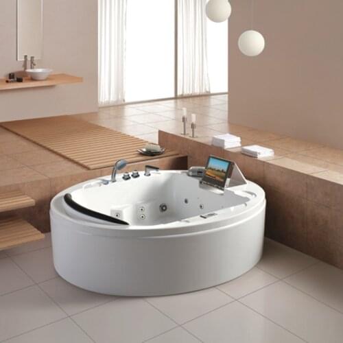 Indoor Round Massage Bathtub with Ice box for cola and TV M-2047