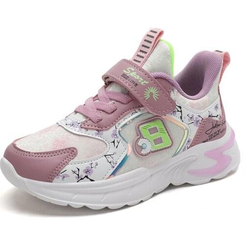 Girls Sneakers Children Shoes For Kids Sneakers Girls Shoes Leather School Footwear Flower Shiny Fashion sapato infantil menina