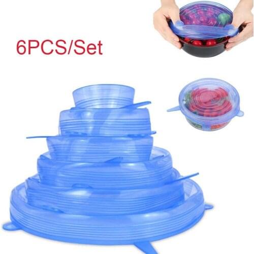 6 Pack Silicone Stretch Lids Food Wrap Covers Stretch Lid for Airtight Container Fit All Sizes