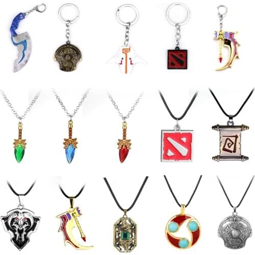 Hot Fashion DOTA 2 Pendant Necklace Gaming Peripheral Accessories Game Dota2 Metal Keychains Key Chains Jewelry Men Women Gifts