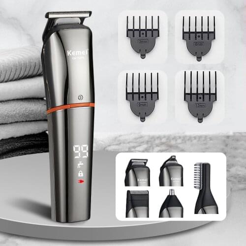 Kemei Professional Electric Hair Clipper for Men Multifunctional 5In1 Hair Trimmer LED Display Haircut Hair Cutting Machine