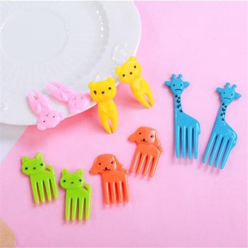 10PCS Mini Kids Animal Farm Fruit Fork Cartoon Snack Cake Dessert Food Fruit Toothpick Lunch Party Decoration Random Color