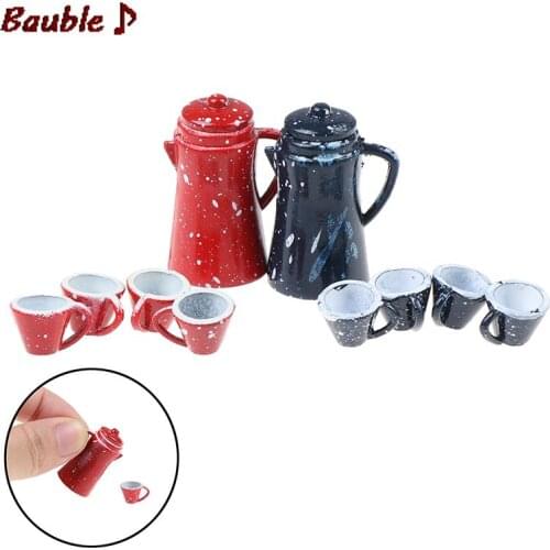 5Pcs 1/12 dollhouse miniature dining ware porcelain tea set dish cup set toy