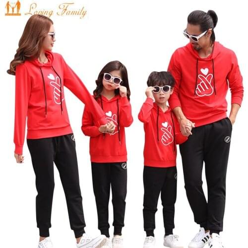 2020 Spring Autumn Family Clothing Men Women Child Hooded Family Matching Outfits Father Son Mother Daughter Hoodies Pants Set
