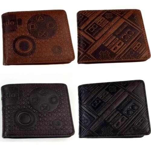 Mens PU Leather wallet games playstation purse leather card id holders with zipper Coin Pocket