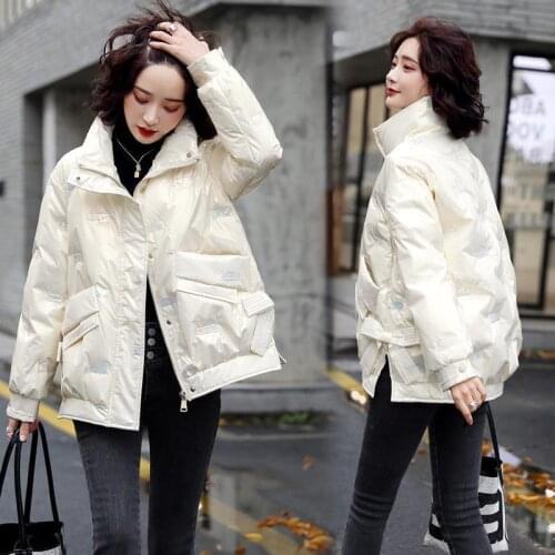 2021New Women Parkas Winter Shiny Down Padded Coat Jacket Female Embroidery Thickening Warm Jackets Bow Fashion Coat 3XLC1313