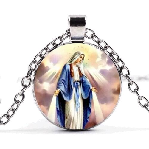 New Fashion Jesus Sacred Heart Necklace Glass Jesus Pendant Religious Jewelry Glass Dome Necklace