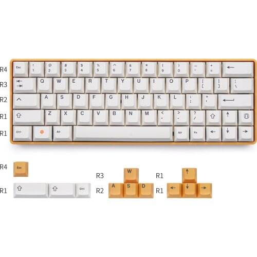 NPKC White Orange Dye-Sub Cherry Profile 76 Keycaps