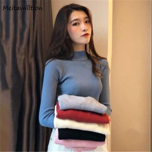 Autumn Winter Women Sweater 2020 Casual Long Sleeve High Elasticity Knitted Pullovers Korean Slim Turtleneck Jumper Tops