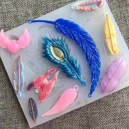 Feather silicone mold fondant chocolate decoration UV epoxy resin jewelry accessories mold home decoration tools