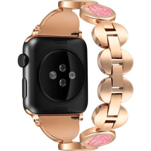 Rhinestone Diamond Stainless Steel Loop Strap For Apple Watch Band 44mm 40mm Metal Bracelet For iWatch Series 4/3/2/1 38mm 42mm