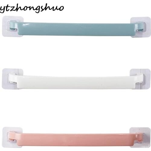 Self Adhesive Wall Mounted Bathroom Towel Bar Shelf Rack Holder Toilet Roll Paper Hanging Hanger Multifunctional Plastic Holder