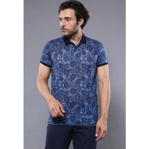 Patterned Blue Polo T-Shirt Wessi