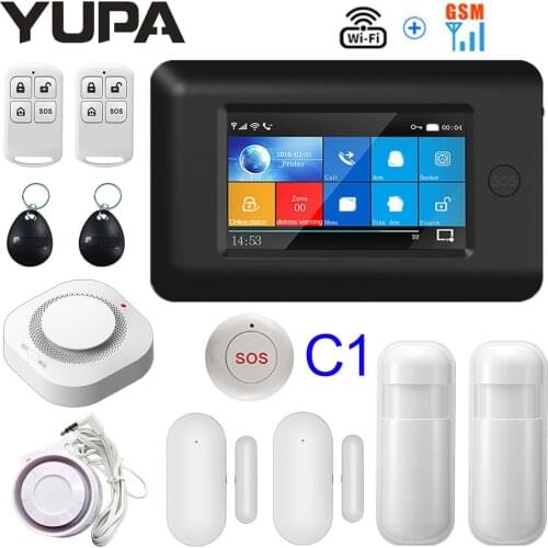 433MHz Wireless WIFI GSM Home Burglar Security Alarm System With Smoke Detector Sensor SOS Button Anti-theft Smart Alarm Kits