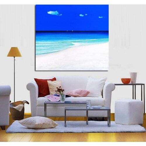 Modern Abstract Art Blue Sky Seaside View Oil Painting Abstract Handpainted Wall Art on Canvas Wall Stickers Pictures Home Decor