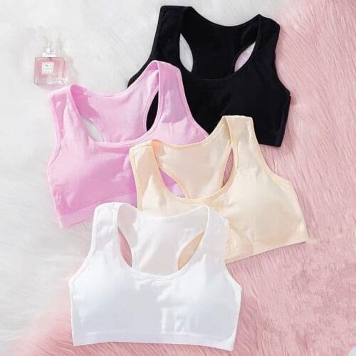 Sport Teenage Underwear Bra Cotton Kids Training Bras Wireless Underwear 8-14Years