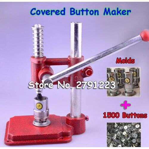 Fabric Covered Button Press Machine Handmade Fabric Self Cover Button Maker Machines Mold Tools 3 Molds 1500 pcs buttons