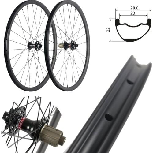 27.5er 28mm wide ultralight XC wheel 22mm depth hookless tubeless wheel with 6 bolts disc hub 29ER carbon MTB hub XC wheelset