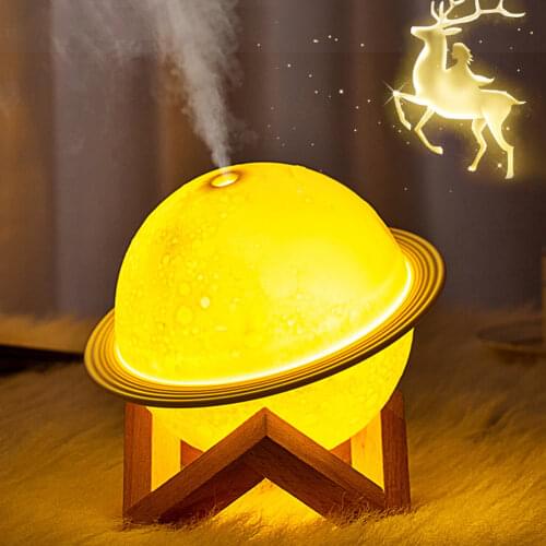 8W USB Planet Air Humidifier Moisturizer Household Ultrasonic Air Diffuser Mist Maker Fogger w/Nightlight
