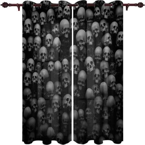 Skull Intensive Horror Bedroom Curtains for Living Room Window Curtains Bedroom Kitchen Outdoor Gazebos Valance Room Divider