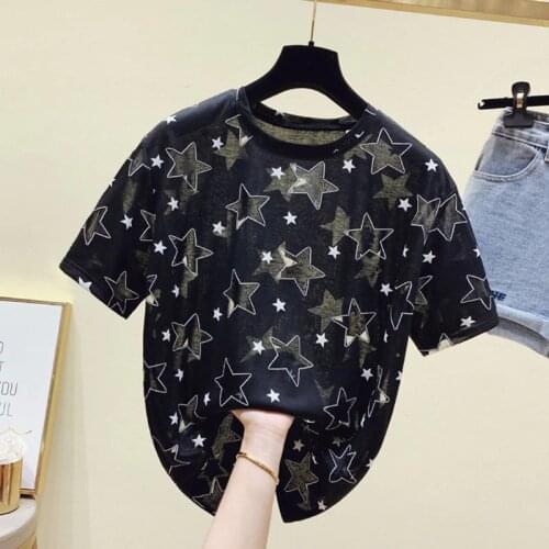 Tee T Shirt Women Summer Top Black 3D Hollow Out Blusa 2021 Korean Style Short Sleeve Shirts Casual Loose Women Clothes Y2K