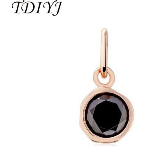 TDIYJ Top Sale Cleo Necklace Black Cz Crystal Disc Pendant in Rose Gold Charms Pendant for Women Birthday Party Gifts 6Pcs/lot