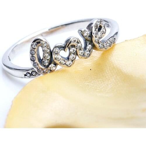 Women Zircon Ring 925 Sterling Silver Forever Love with Clear CZ Finger Ring for Women Engagement Jewelry Gift