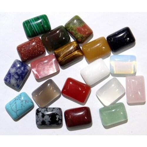 10*14mm Natural Gem stone Tiger Eye Quartz crystal rectangle Cabochon Pendant for diy Jewelry making Necklace Accessories 50Pcs