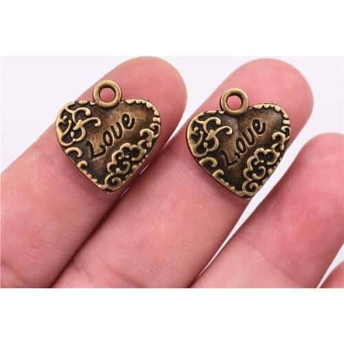 10pcs 20x18mm New Antique Bronze Letter Love Heart Alloy Pendant DIY Handmade Jewelry Accessories