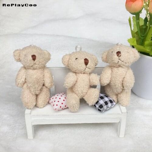 100PCS/LOT Mini Teddy Bear Stuffed Plush Toys 6.5cm Beige Small Bear Stuffed Toys pelucia Pendant Kids Birthday gift HMR015