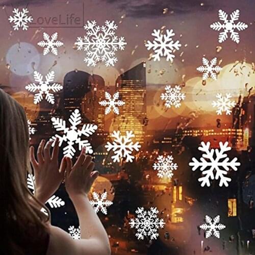 27 Pieces White/Red Snowflake 2018 Winter Christmas Window Stickers Decal Christmas Decorations Wall Snowflake Mural Supplies