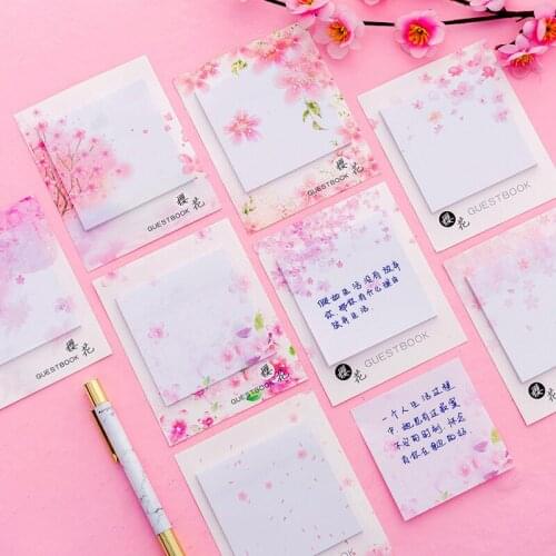 5pcs Color Random Japanese Style Cherry Blossoms Sakura Self-Adhesive Paper Sticky Memo Pad Note Stationery Student Girl Gift