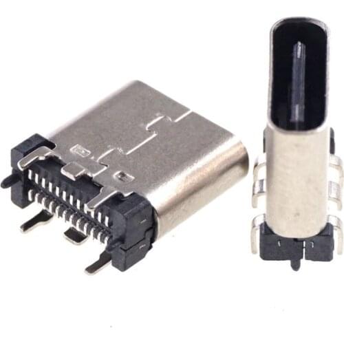 50 pcs USB 3.1 Type C Connector 24 Pin Female Socket receptacle Surface Mount Straight Vertical PCB SMT Board Guide 9.3mm Height