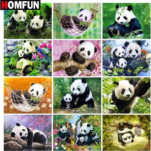 HOMFUN Full Drill Diamond Painting "Animal panda" DIY Picture Of Rhinestone 5D Diamond Embroidery Cross Stitch Decor