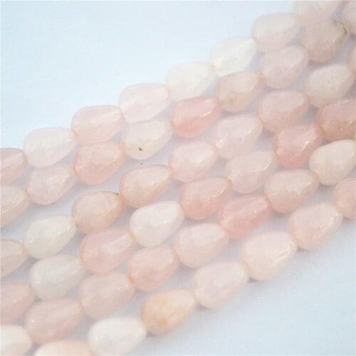 2018 Hot!Fashion Natural Drop Shape Roses Pink Quartz Gem Stone Loose Beads For Necklac Jewelry Making 9*6MM 80PCS Best Selling