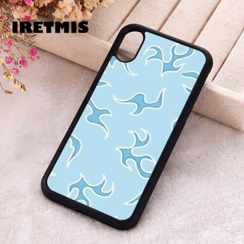Iretmis 5 5S SE 2020 Phone Cover Cases for iPhone 6 6S 7 8 Plus X Xs Max XR 11 12 MINI Pro Rubber Silicone Blue Flames