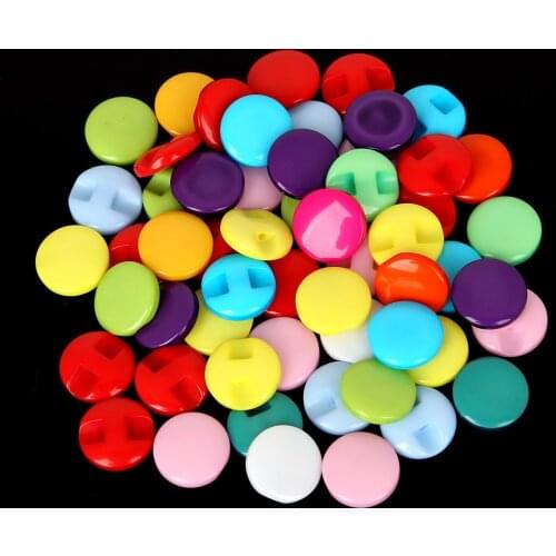13mm 50pcs Random Color Decorative Button For Children Scrapbooking Accessories Sewing Round Plastic Shank Buttons Clothes Craft