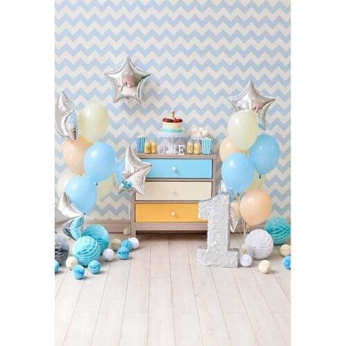 Childs 1st Birthday Photography Backdrops Fresh Style Colorful Balloons Backgrounds for Photo Studio Party Vinyl Cloth Custom